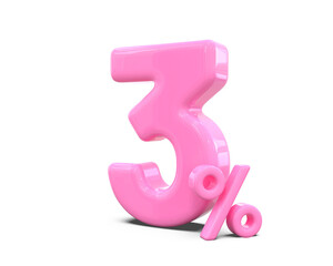 3 percent off discount sale off in Pink 3D