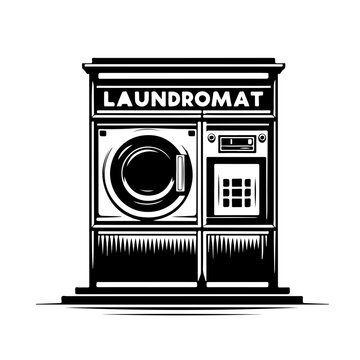 The vector image shows a vintage washing machine. you could call it retro laundry machine.