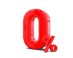 0 percent off discount sale off in red 3D