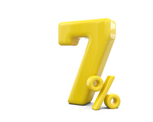 7 percent off discount sale off in gold 3D