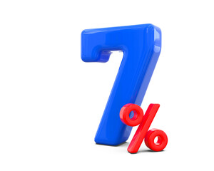 7 percent off discount sale off in blue 3D