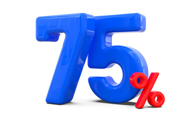 75 percent off discount sale off in blue 3D