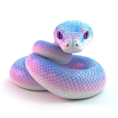 Fototapeta premium Cute 3d snake isolated on the white background