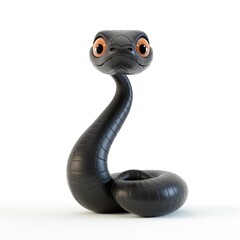 Fototapeta premium Black snake on a white background in cartoon style 