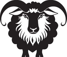 Vector illustration of a sweet black and white lamb on a white background. he adorable features of the lamb stand out, encapsulating innocence and charm in a minimalist composition
