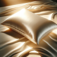 A luxurious silk-covered sleeping pillow