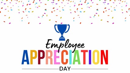 Employee Appreciation Day colorful typography design with confetti