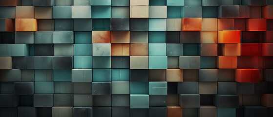 Colorful Wooden Blocks Aligned. Playful Background with Vibrant Wood Tones