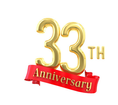 33th Anniversary Gold Number 3D