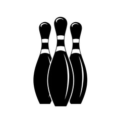d bowling pins Logo Monochrome Design Style - obrazy, fototapety, plakaty