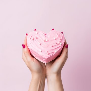 Pink Heart-Shaped Cake