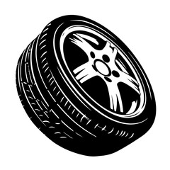 Car Tire Logo Monochrome Design Style - obrazy, fototapety, plakaty