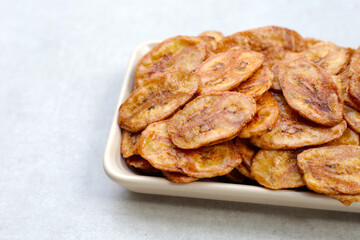 Crispy banana chips. Fruit snack