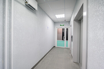 interior public place, house entrance. doors, walls, corridors staircase