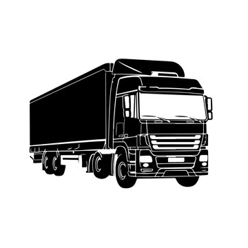 Car Truck Trailer Logo Monochrome Design Style