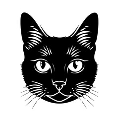 Cat Face Simple Logo Monochrome Design Style