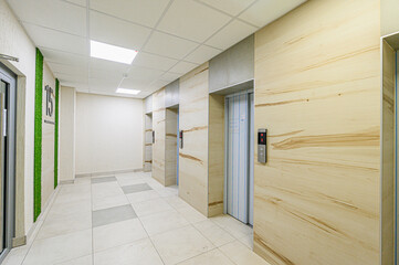interior public place, house entrance. doors, walls, corridors staircase