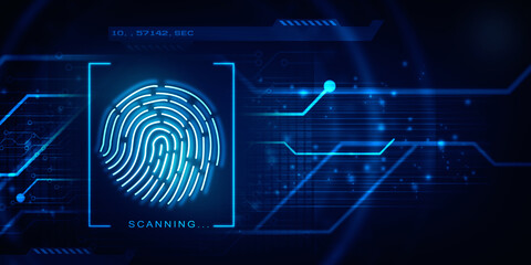 Fototapeta premium Fingerprint Scanning Technology Concept 2d Illustration