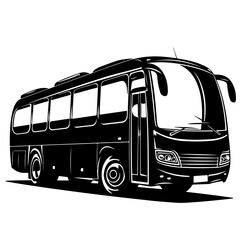 Charter Bus Logo Monochrome Design Style