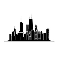 Naklejka premium Chicago Skyline Logo Monochrome Design Style