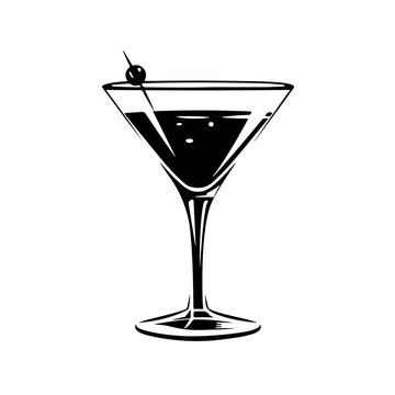 Cocktail Glass Logo Monochrome Design Style