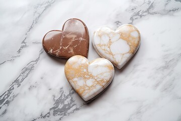 Obraz premium Heart-shaped Sugar Cookies on Marble Surface