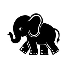 Cute Elephant Style Logo Monochrome Design Style