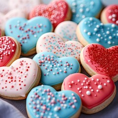 Fototapeta na wymiar Colorful Heart Cookies