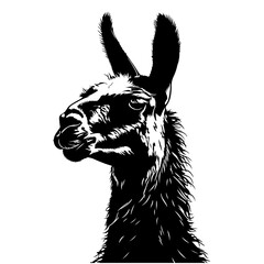 Desert Llama Logo Monochrome Design Style