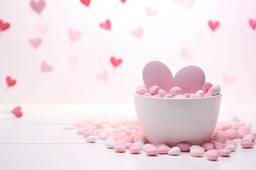 Heart-Shaped Bowls with Marshmallows - Valentine's Day Decoration