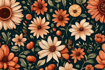 Schilderijen op glas seamless floral pattern © Aniqa