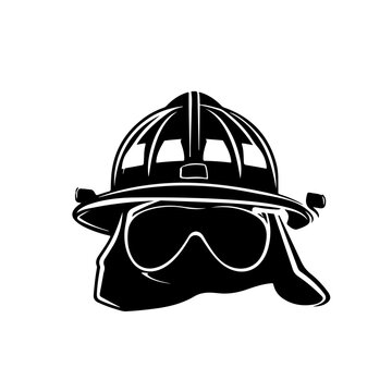 Fire Helmet Logo Monochrome Design Style