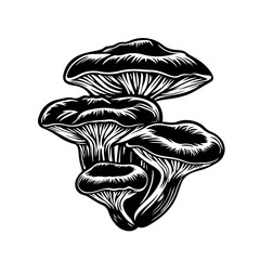 Oyster Mushroom Logo Monochrome Design Style - obrazy, fototapety, plakaty
