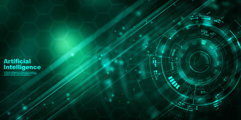 2d illustration Abstract futuristic electronic circuit technology background
