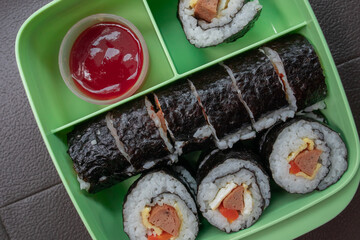 Homemade sushi box lunch