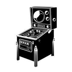 Pinball Arcade Logo Monochrome Design Style - obrazy, fototapety, plakaty