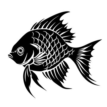 Puntius Fish Logo Monochrome Design Style