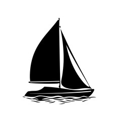 sail boat Logo Monochrome Design Style