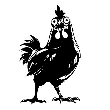 Scared Chicken Logo Monochrome Design Style