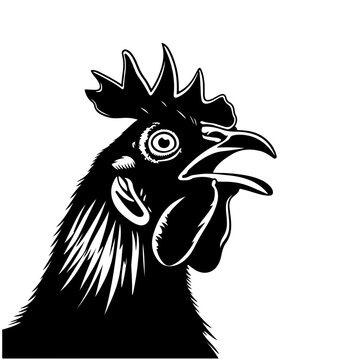 Scared Chicken Logo Monochrome Design Style