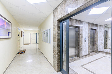 interior public place, house entrance. doors, walls, corridors staircase