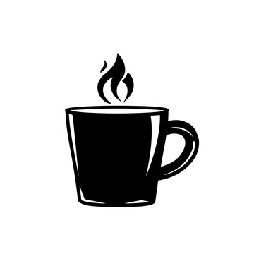 Simple Coffe Tea Mug Cup Logo Monochrome Design Style