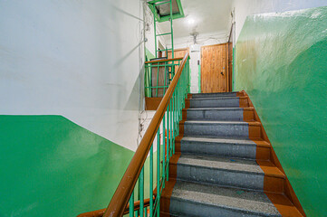 interior public place, house entrance. doors, walls, corridors staircase stairs, steps