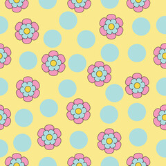 cute spring pastel flower floral hand drawn seamless pattern vector illustration for invitation greeting birthday party celebration wedding card poster banner textiles wallpaper paper wrap background