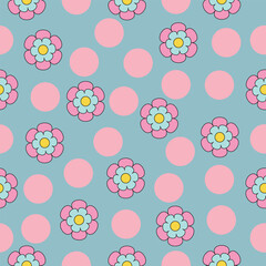 cute spring pastel flower floral hand drawn seamless pattern vector illustration for invitation greeting birthday party celebration wedding card poster banner textiles wallpaper paper wrap background