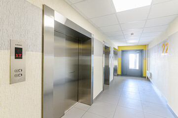 interior public place, house entrance. doors, walls, corridors staircase