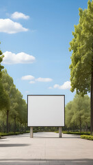  blank square billboard in the park