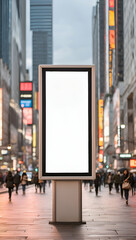 Mockup image of portrait billboard blank on street in city for advertisement or promotional poster event.