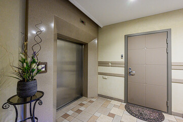 interior public place, house entrance. doors, walls, corridors staircase