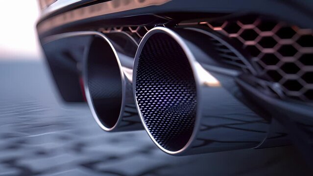 A closeup of the exhaust pipes opening showcasing any modifications or additions such as a custom exhaust tip or a resonator.